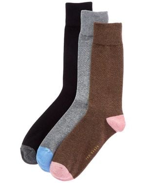 Ted Baker 3Pk Dress Socks - Brown