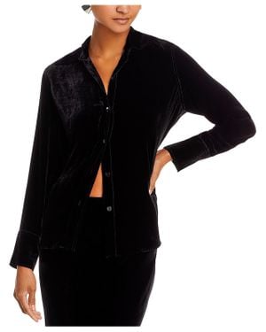 Rails Velvet Viscose Silk Button-Down Top - Black