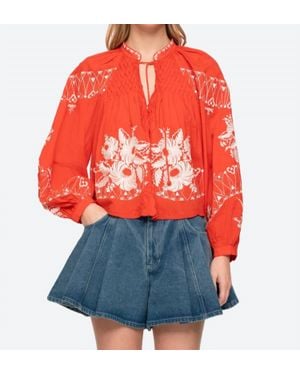 Sea Serafina Embroidery Blouse - Red