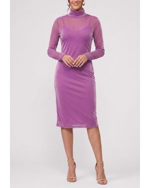 Rachel Roy Lydia Mock Neck Mesh Dress - Pink