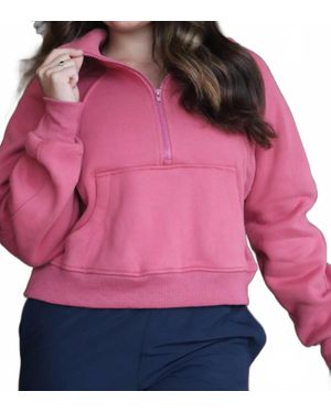 AEMI + CO Funnel Neck Half Zip - Pink