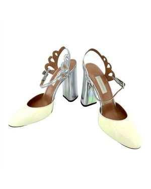 L'Autre Chose Vernice Lame Patent Leather Block Heel Pumps - Metallic