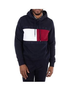 Tommy Hilfiger Cotton Bledn Flag Detail Hoodie - Blue