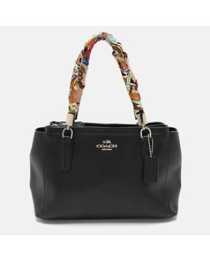 COACH Leather Mini Chirstie Top Zip Tote - Black