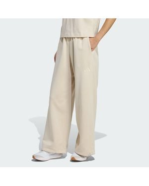 adidas All Szn Fleece Loose Wide-Leg Pants - Natural