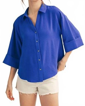Jodifil Button Pleat Top - Blue