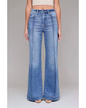 Hidden Jeans Happi High Rise Sculpt Flare With Pin Tucks Jeans - Blue