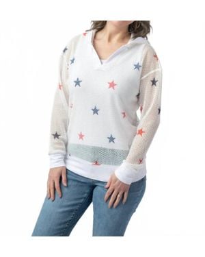 Michelle Mae American Stars Mesh Hoodie - White