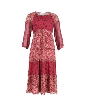 Ba&sh Mixed Print Viscose Midi Dress - Red