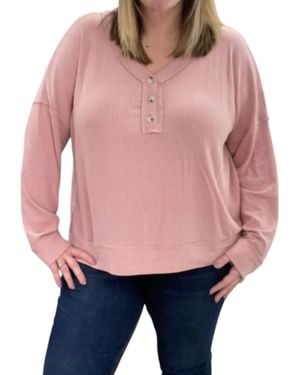 White Birch Ribbed Henley Sweater - Orange