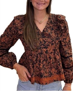 Lost + Wander Lady Of Siena Top - Brown