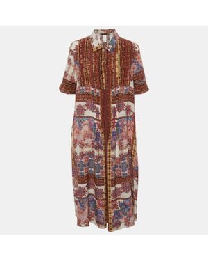 Max Mara Max Mara Printed Silk Midi Dress - Brown