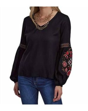 Roper Ladies Embroidery Rayon Blouse - Black