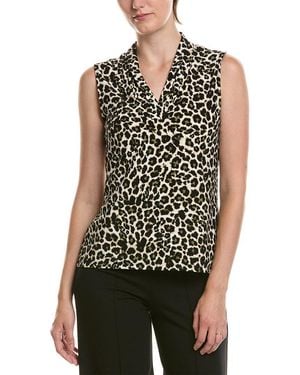 Anne Klein The Triple Pleat Printed Top - White