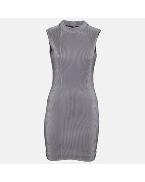 Neil Barrett Stripe Textured Jersey Mini Dress - Gray