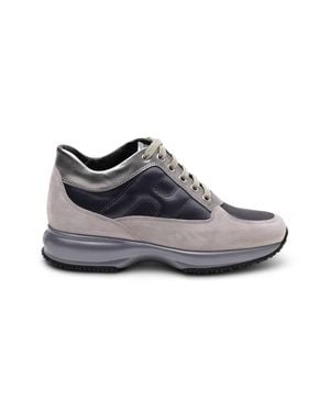 Hogan Interactive Allacciato Metallic-Panel Suede Sneakers - Black