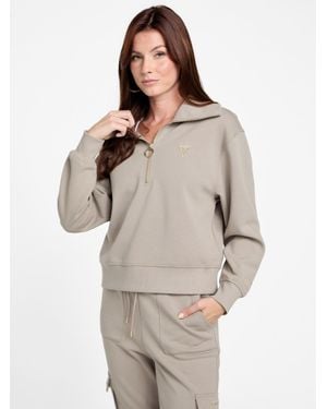 Guess Tessa Half-Zip Sweater - Natural