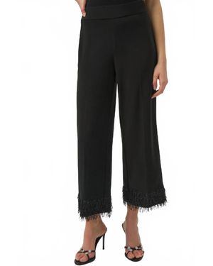 Joseph Ribkoff High-Rise Fringe Hem Culotte Pants - Black