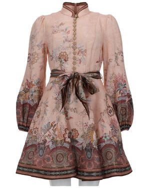Zimmermann Neutrals Alchemy Floral Paisley Linen Dress - Brown