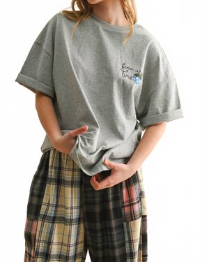 Miou Muse Fine Wine Time Oversized Tee - Gray