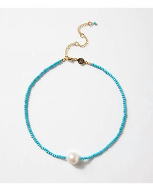 Marlyn Schiff Beaded Pearl Necklace - Blue