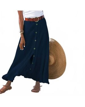 Doublju A Line Midi Skirt - Blue