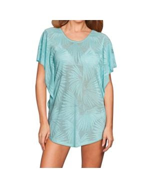 J Valdi Flutter Sleeve Tunic Cover Up - Blue