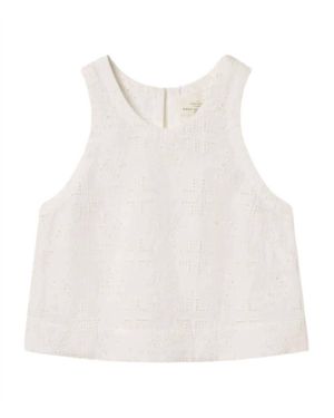 Trovata Esther Embroidered Tank Top - White