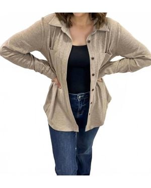 Panache Super Soft Pinstripe Button Up Top - Natural