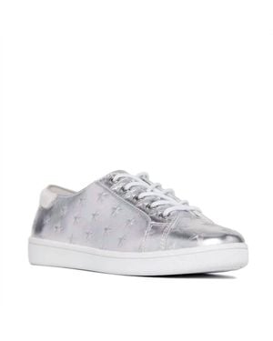 PAIGE Metallic Star Embossed Sneakers - White