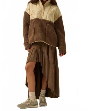 Promesa Oh So Soft Vegan Suede High-Low Ruffle Maxi Skirt - Brown