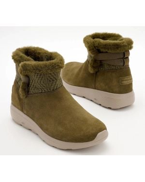 Skechers On-The-Go City Winter Boots Wide Suede Ankle Hawk1594 - Green