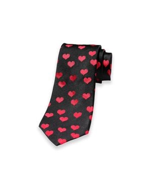 Paul Fredrick Hearts Woven Silk Tie - Red