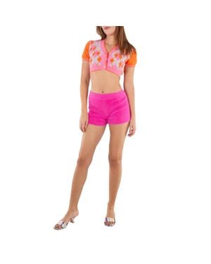 Jacquemus Ladies- Argyle-Check-Pattern Cropped Top - Pink
