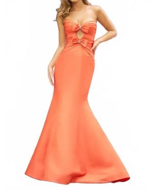 Sherri Hill Strapless Fitted Taffeta Mermaid Gown - Orange