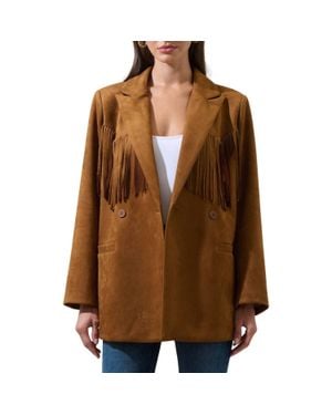 Sugarlips Rufina Fringe Collared Jacket - Brown
