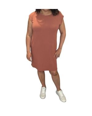 Easel Sleeveless Knit Tunic Dress - Brown