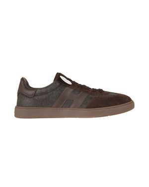 Hogan Dark Micro-Textured Suede Cool Sneakers - Brown