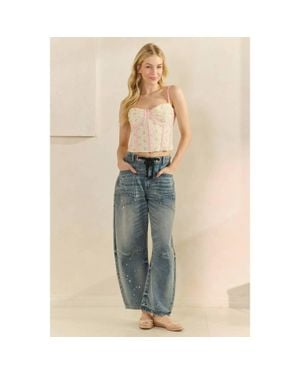 Veveret Flower Lace Corset Cami Top - Natural