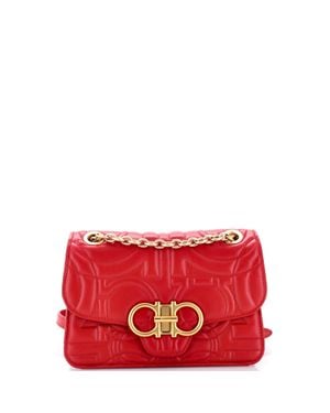 Ferragamo Gancini Turnlock Flap Bag Gancini Quilted Leather - Red