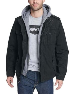 Levi's Trucker Jacket Cotton Blend Sherpa Lined Hooded Jdm155 - Black