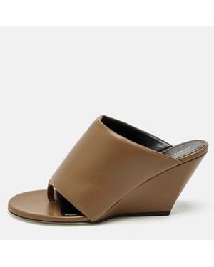 Proenza Schouler Leather Slant Wedge Tong Sandals - Brown