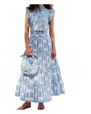 Pink City Prints Arles Midi Skirt - Blue