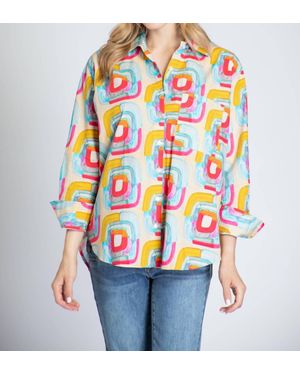 Apny Blocks Of Color Print Button-Up Shirt - White