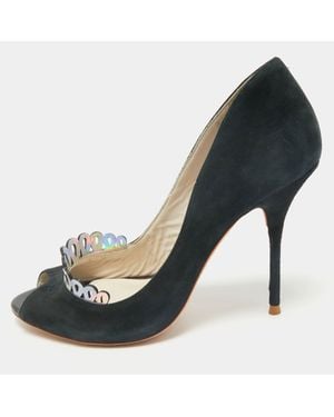 Sophia Webster Suede Scalloped Peep Toe Pumps - Black