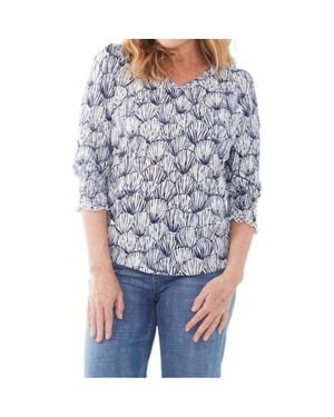 Fdj Shell Etching Print Top - Blue