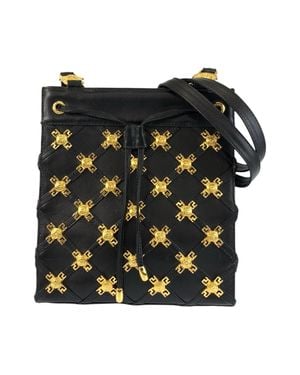 Versace Medusa Leather Shoulder Bag - Black