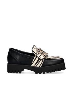 Exe' P212-W168T Animal Print Loafer - Black