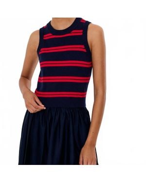 French Connection Padma Fine Knit Striped Vest - Blue