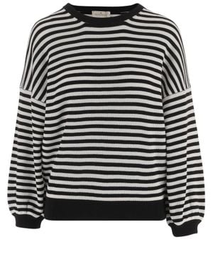 Bruno Manetti Cotton Striped Knit Top - Black